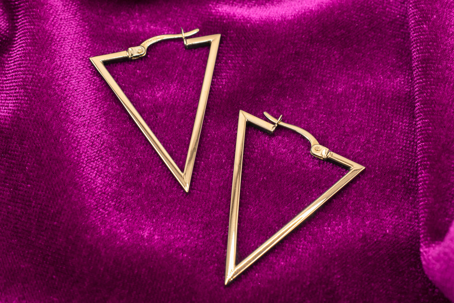 14K Yellow Gold Triangle Hoop Earrings