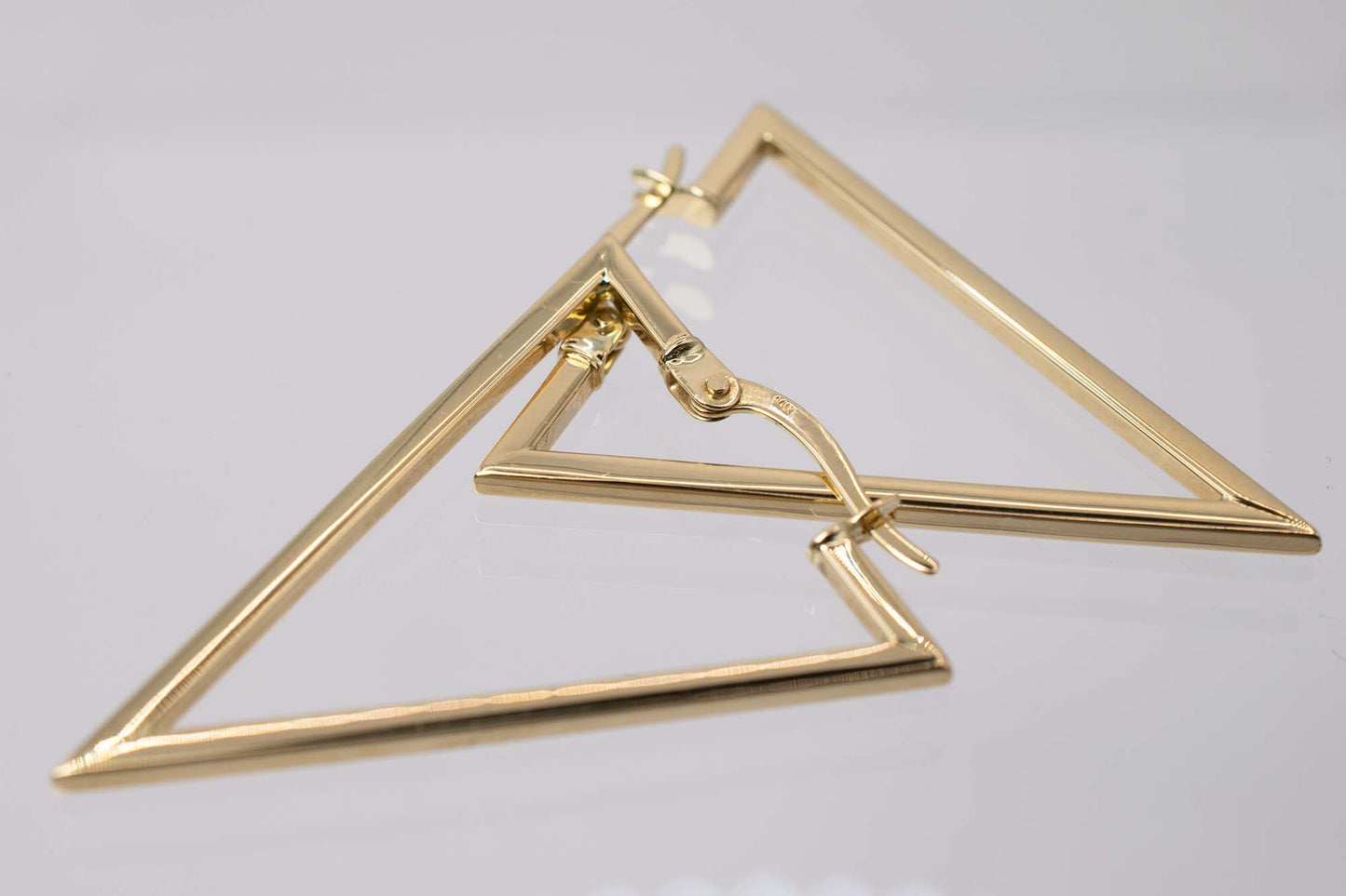 14K Yellow Gold Triangle Hoop Earrings