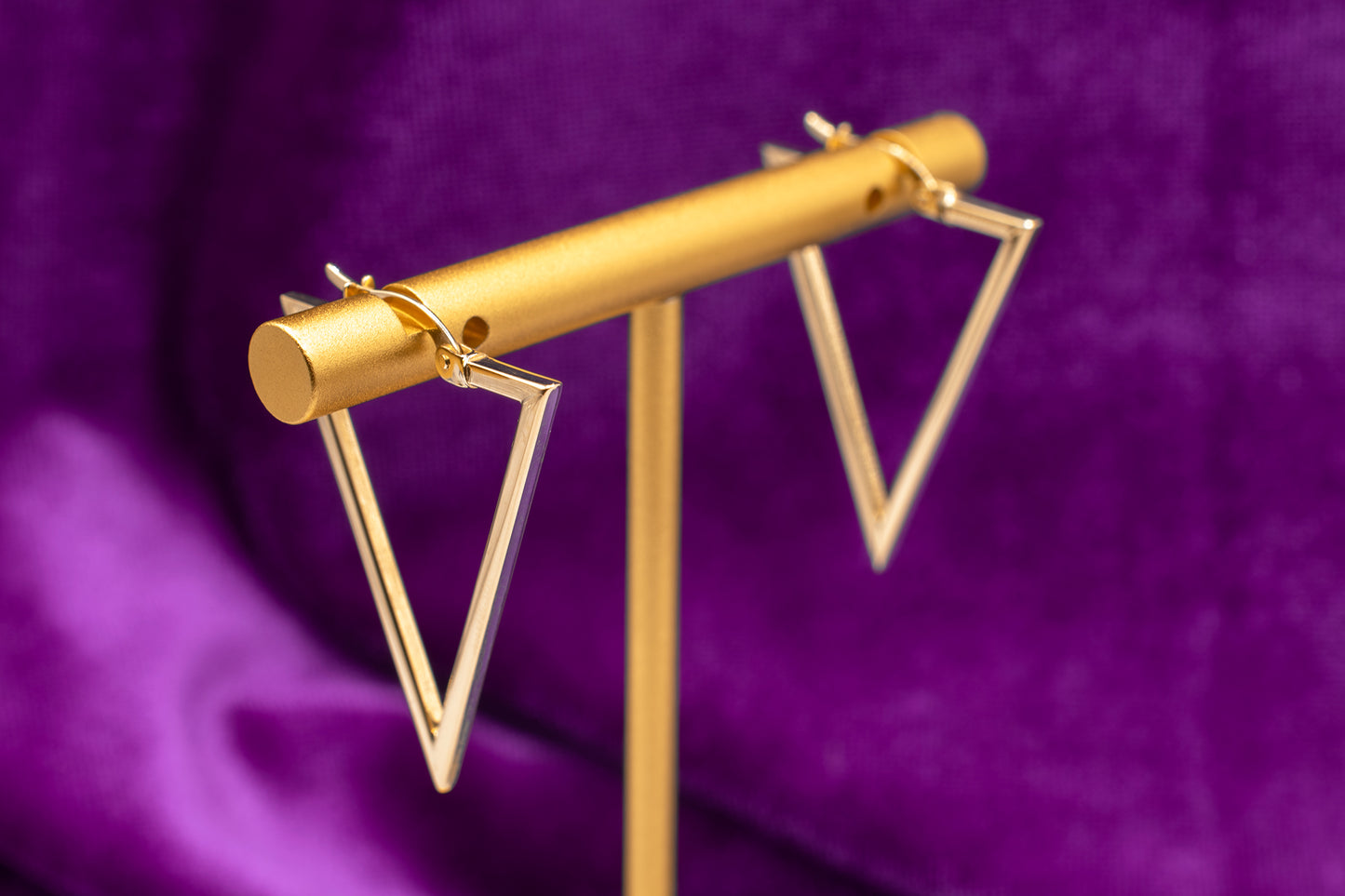 14K Yellow Gold Triangle Hoop Earrings