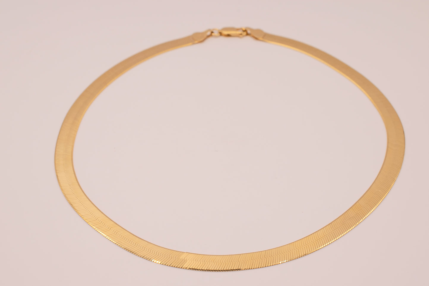 Vintage Unisex Solid 14k Yellow Gold 6.7mm Herringbone Necklace Chain 15 1/2 Inches