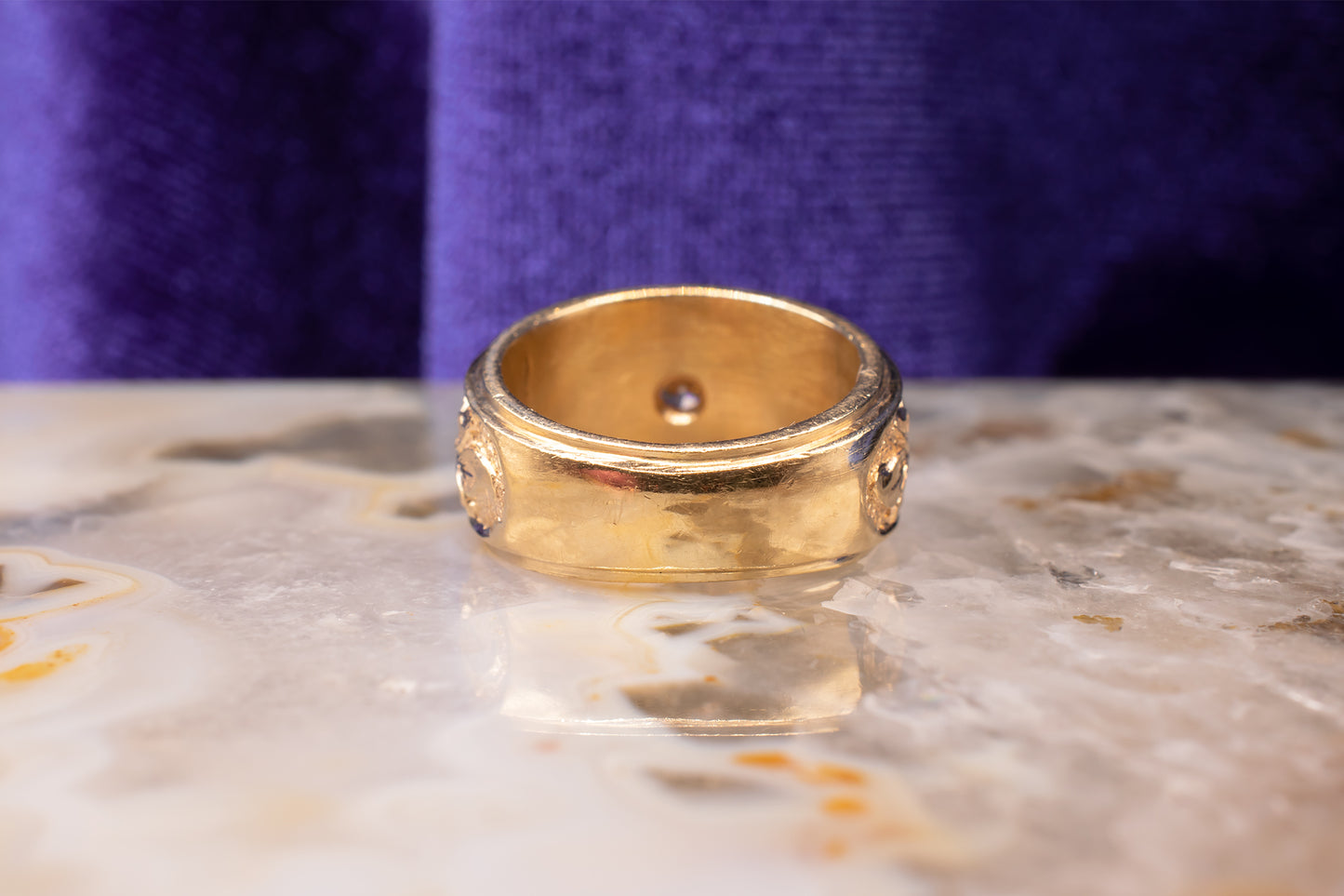 Vintage Estate 14k Yellow Gold Carved Floral Design Diamond Ring/Pinky Ring