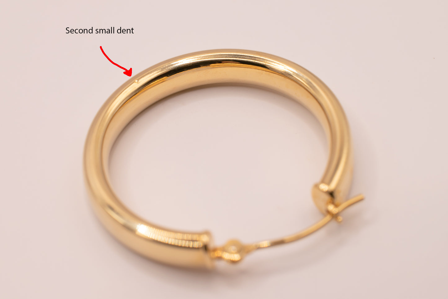 Vintage Estate 14k Yellow Gold High Polish 1 Inch Flat Edge Hoop Latch Back Earrings