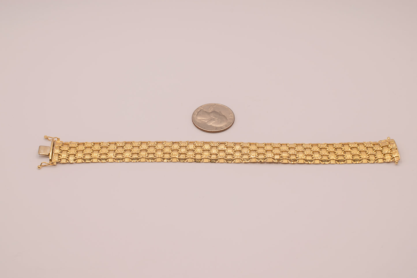 Vintage Estate Chunky 14k Yellow Gold Woven Bracelet with Lattice Design 7 Inches