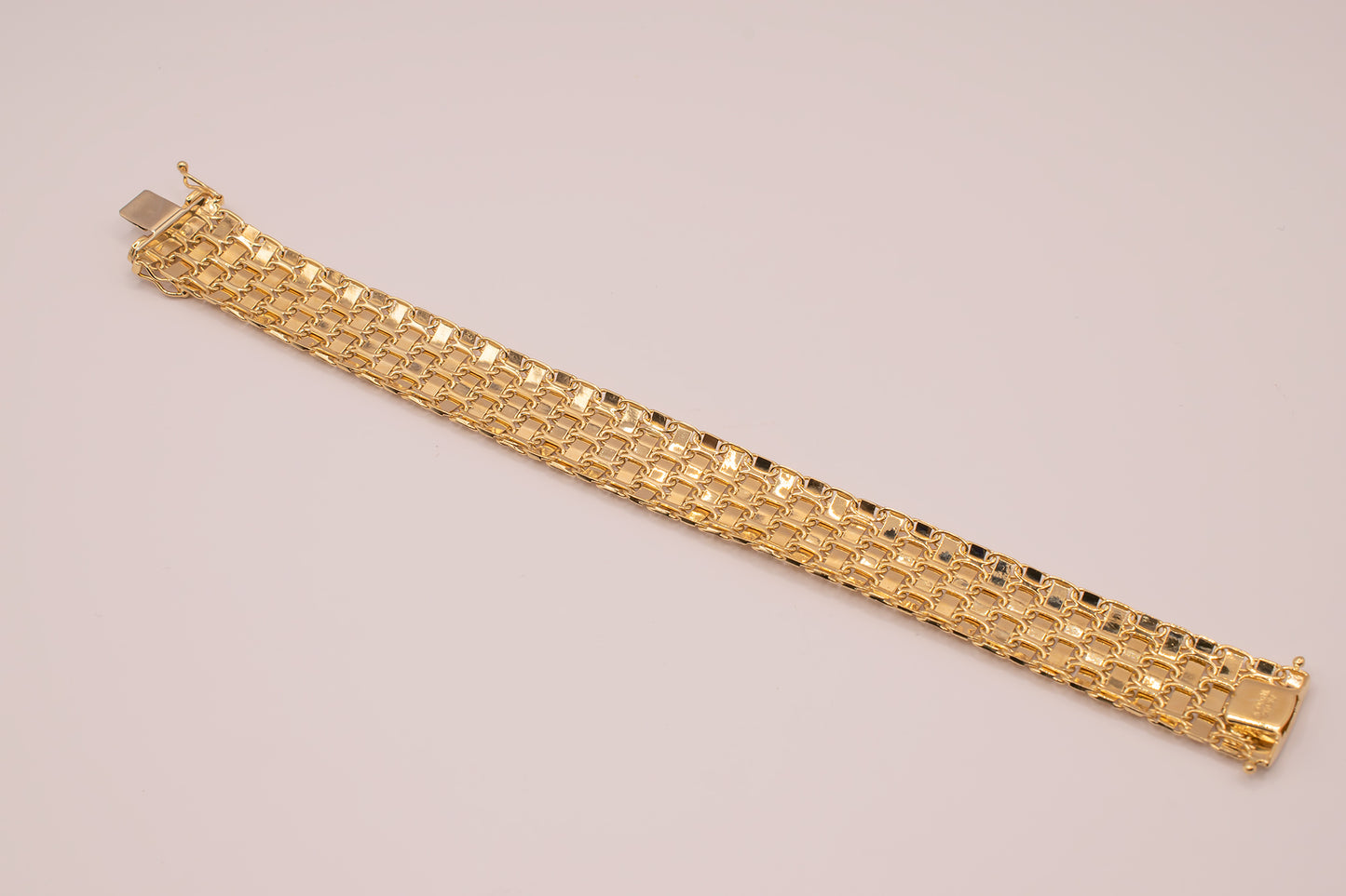 Vintage Estate Chunky 14k Yellow Gold Woven Bracelet with Lattice Design 7 Inches