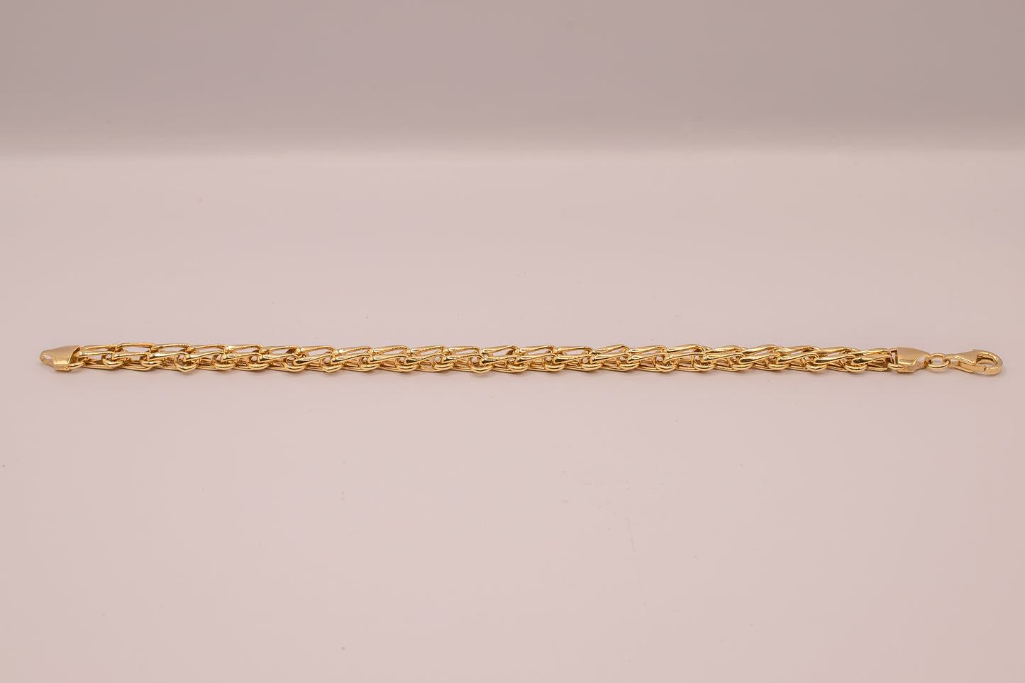 Vintage 14k Yellow Gold High Polish Oval and Curved Fancy Link Bracelet 7 Inches