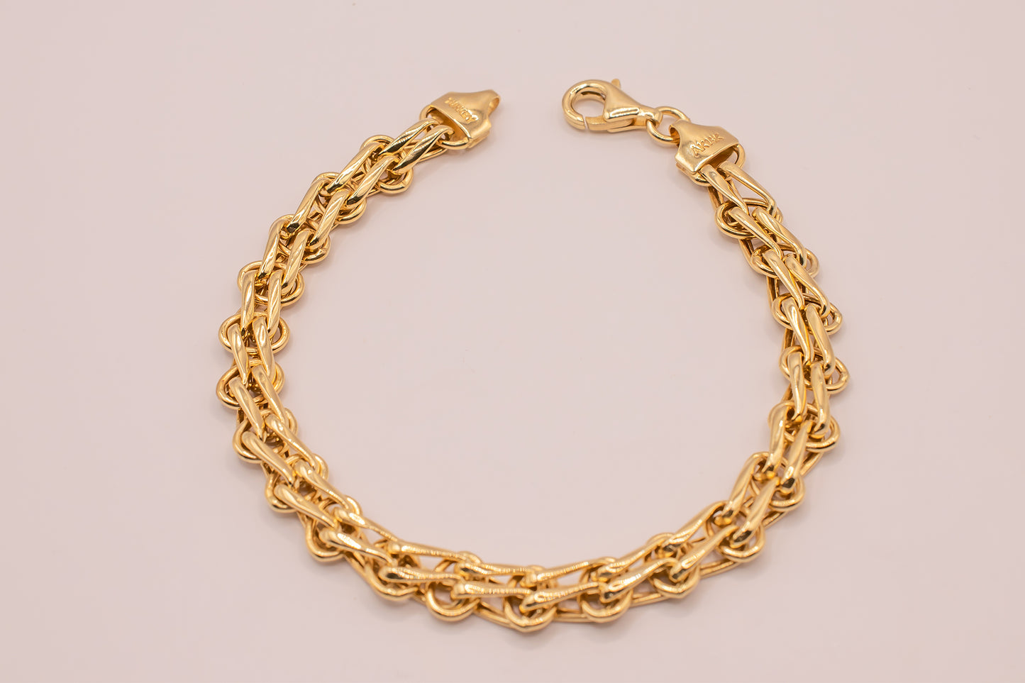 Vintage 14k Yellow Gold High Polish Oval and Curved Fancy Link Bracelet 7 Inches