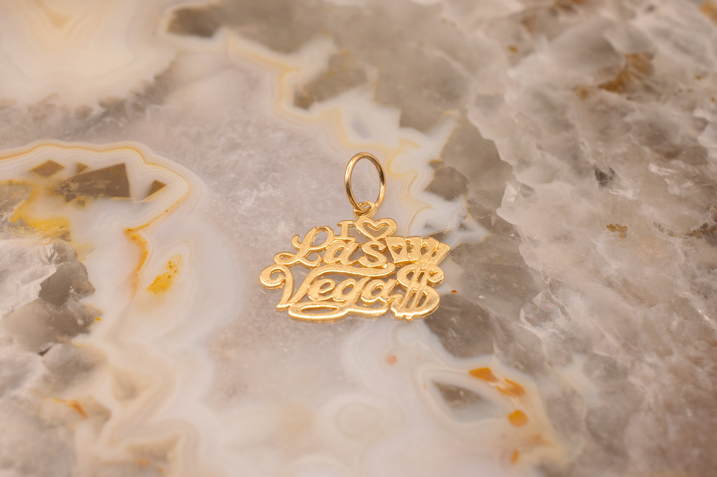 Vintage 14K Yellow Gold "I LOVE LAS VEGAS" Charm Pendant
