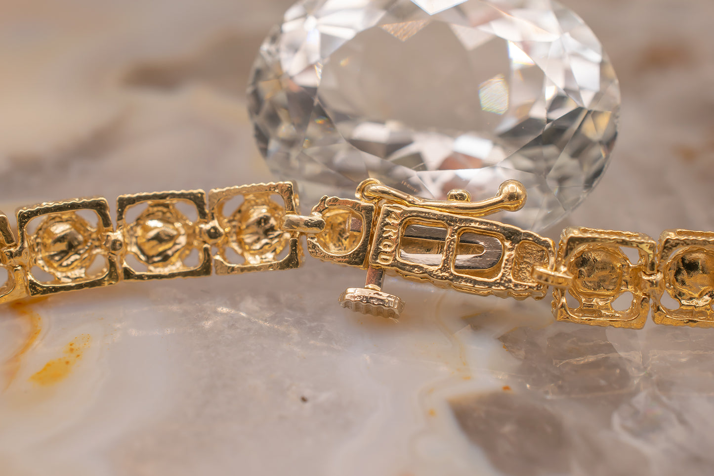 Vintage 14k Yellow Gold Sun Beam Diamond Cut Detail Bracelet 7 Inches