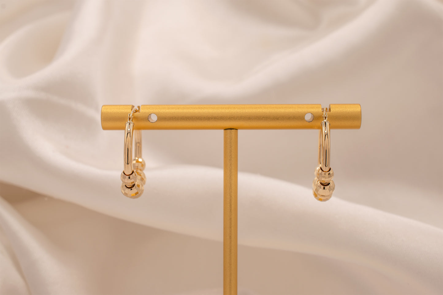 Vintage Estate 14k Yellow Gold Disco Ball Small Hoops 20mm