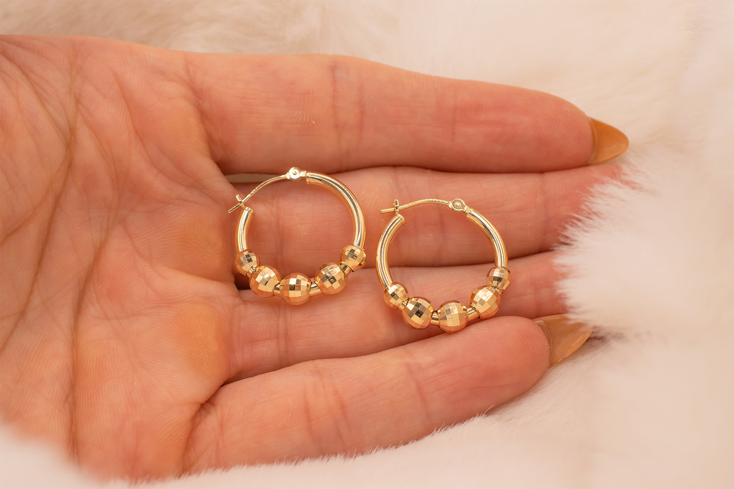 Vintage Estate 14k Yellow Gold Disco Ball Small Hoops 20mm