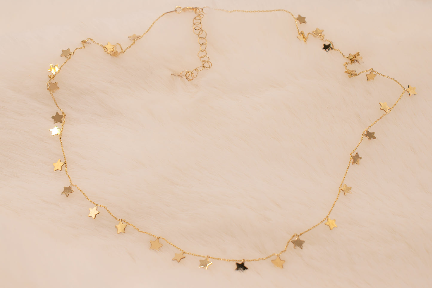 Dainty 14 Karat Yellow Gold Adjustable Length Dangling Star Layering Necklace