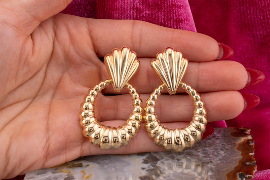 Vintage 14KT Yellow Gold Coquette Style Statement Earrings