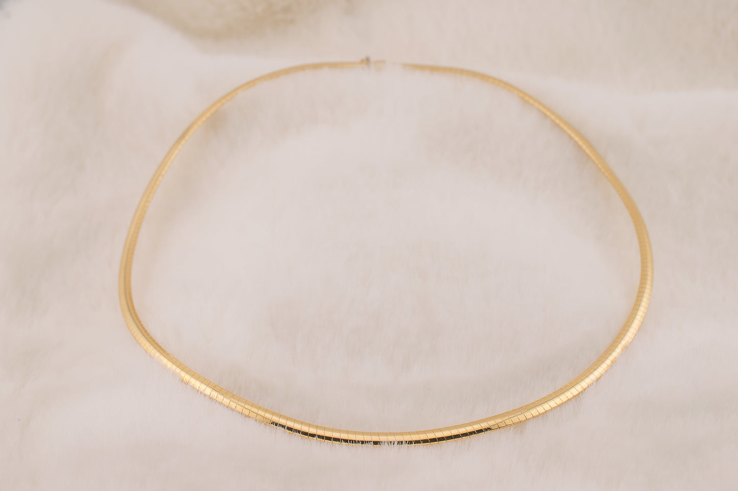 Vintage 14k Yellow Gold 3mm Omega Necklace 17 Inches