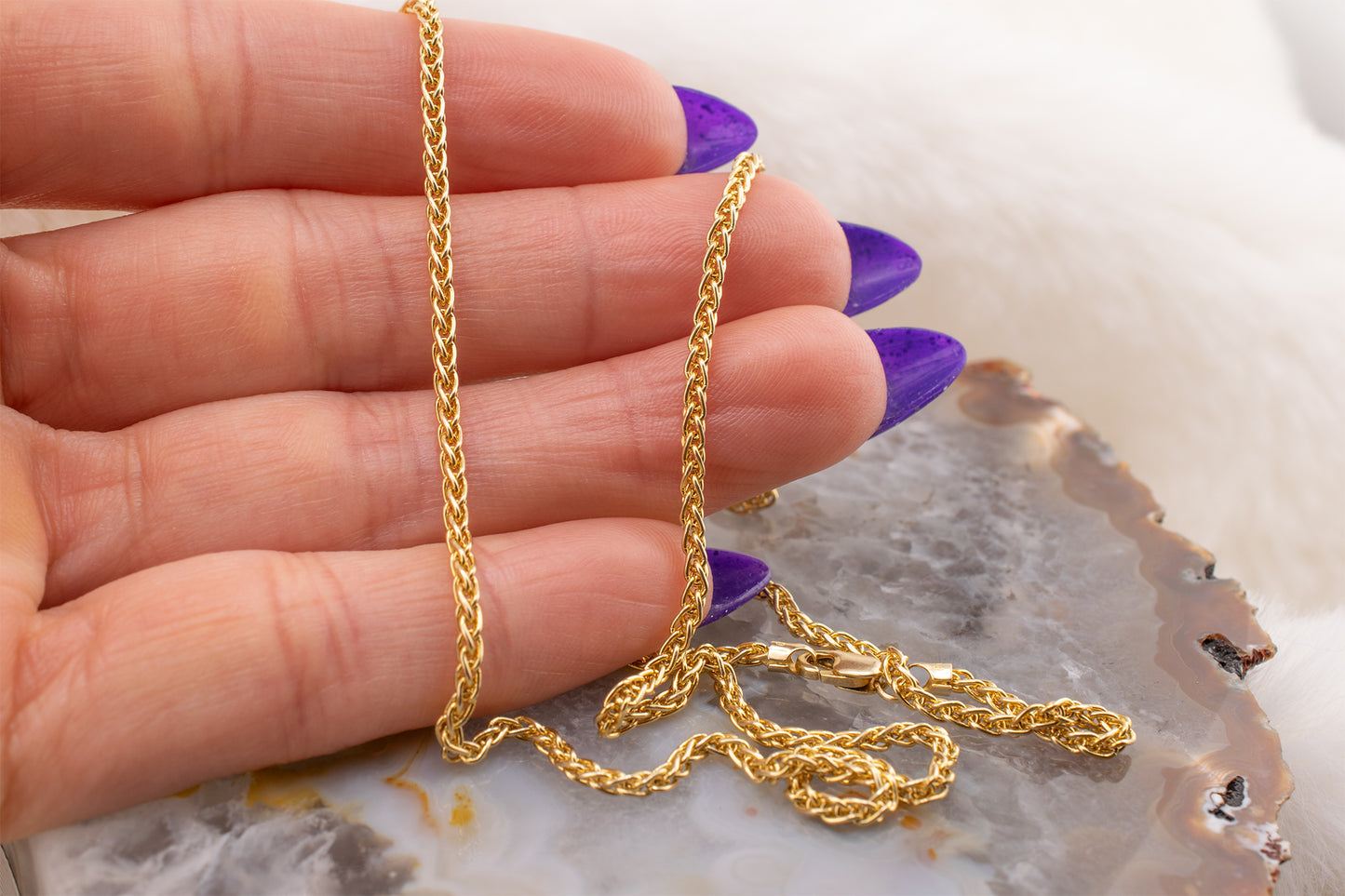 Circa 2000s Unisex Vintage Estate 14 Karat Yellow Gold 1.9mm Wheat Chain 19.5 Inches