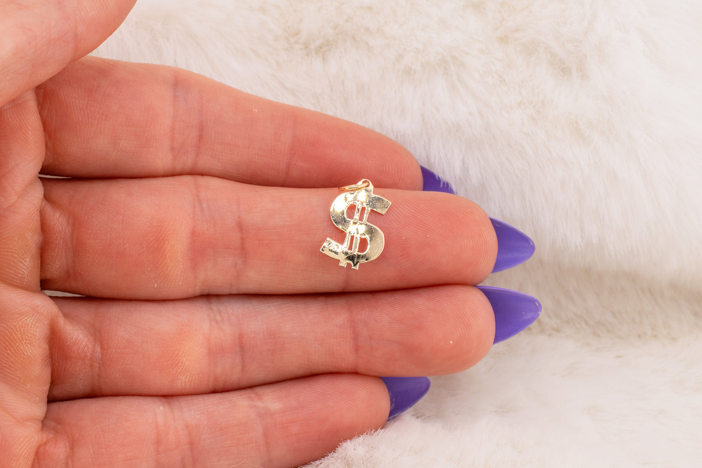 Vintage 14 Karat Yellow Gold Dollar Sign $ Charm, Pendant