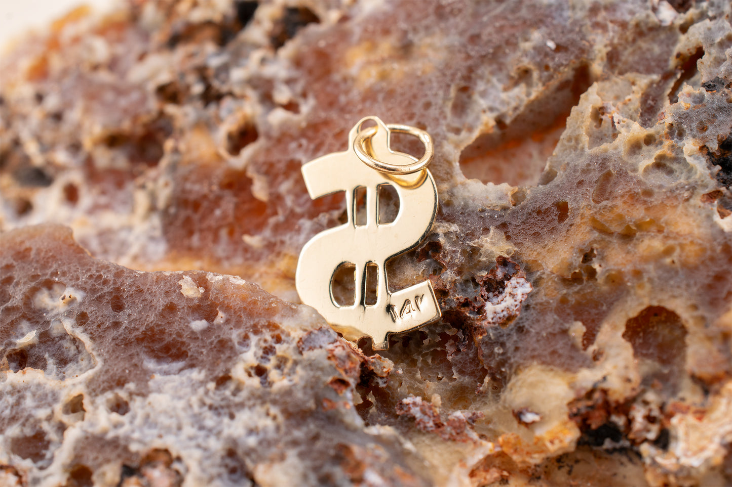 Vintage 14 Karat Yellow Gold Dollar Sign $ Charm, Pendant