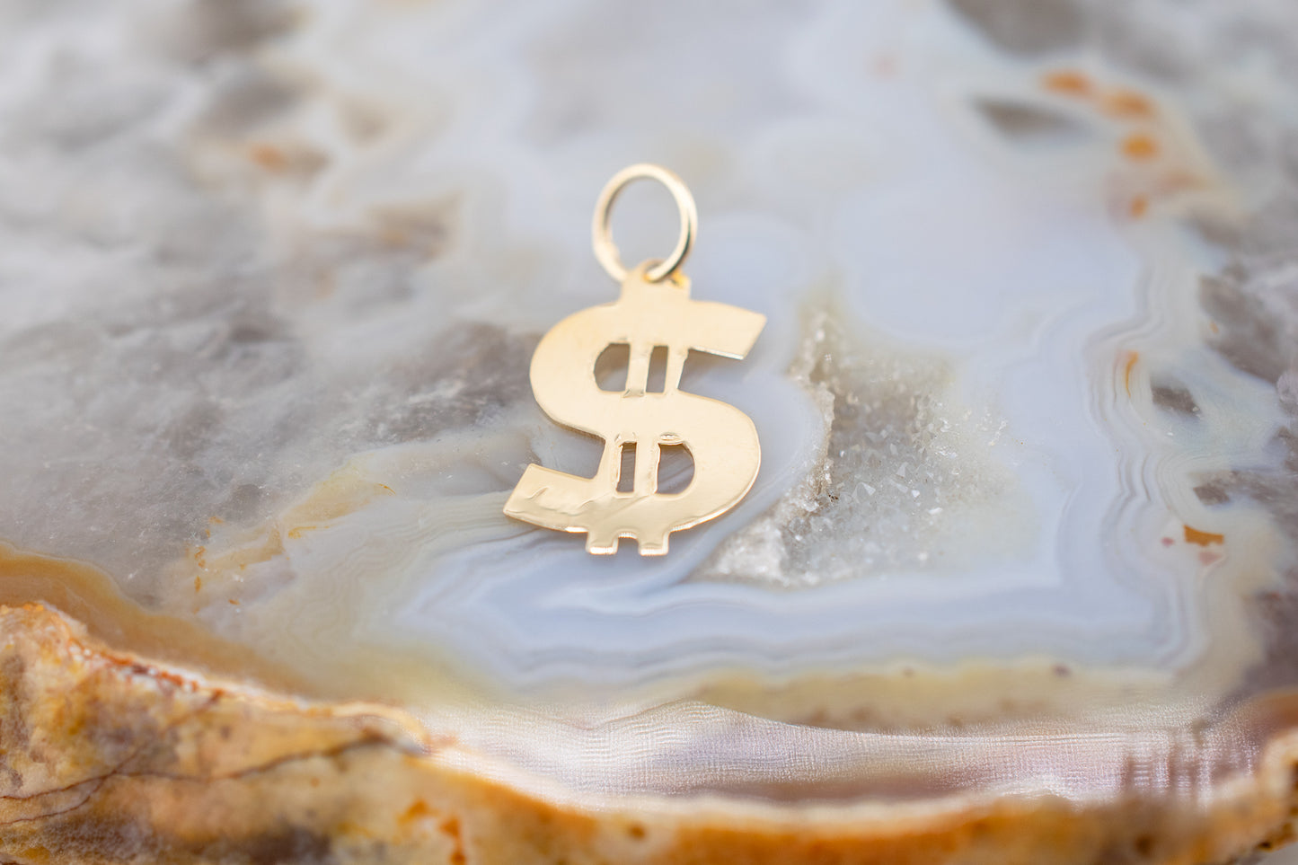 Vintage 14 Karat Yellow Gold Dollar Sign $ Charm, Pendant