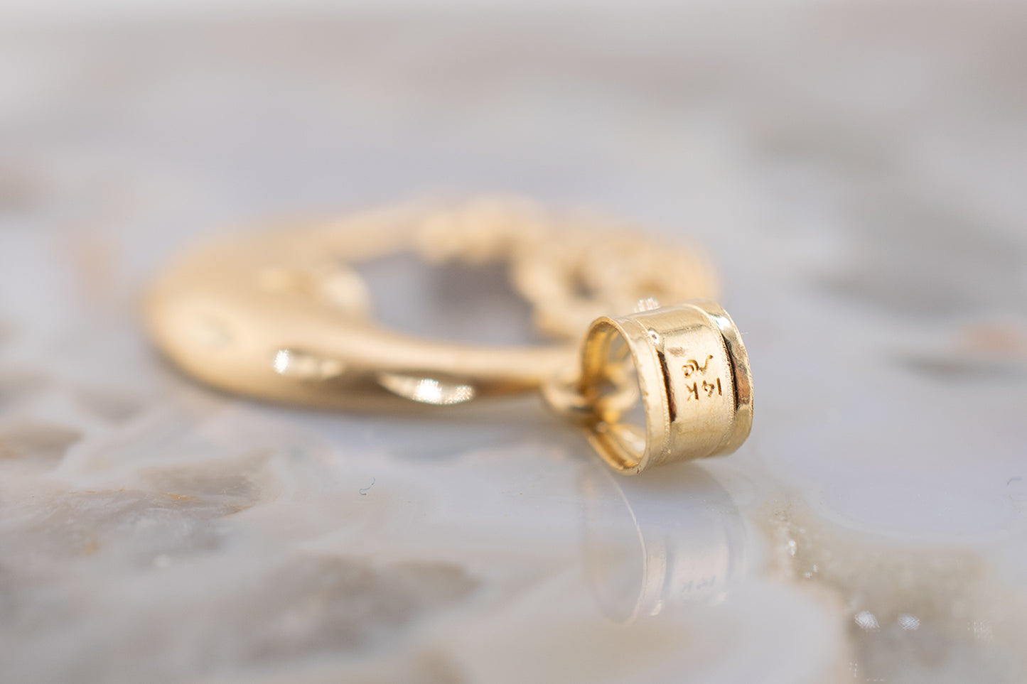 Vintage 14 Karat Yellow Gold Sitting Angel On A Crescent Moon Pendant Charm