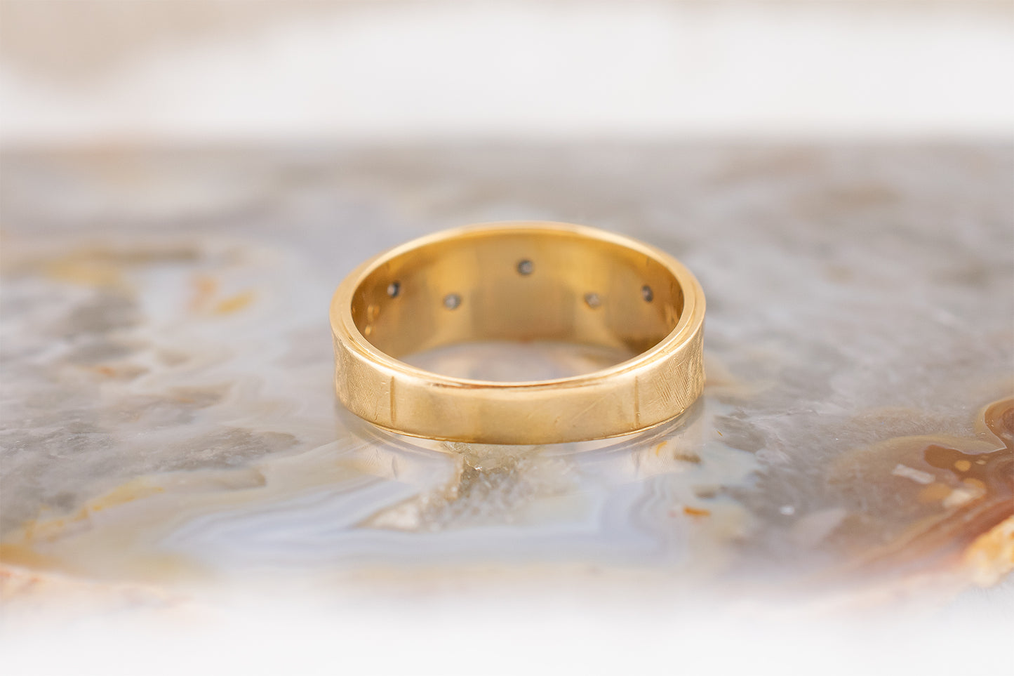 Vintage Mid-Century Retro 1966 14 Karat Yellow Gold Starburst Diamond Ring 0.12 CTW