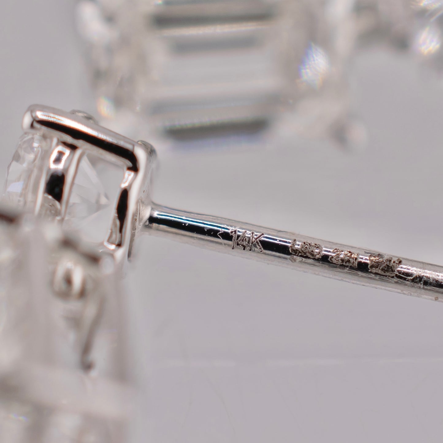 14 Karat White Gold 2.01 CTW Emerald Cut & Round Brilliant Lab Grown Diamond Dangle Earrings