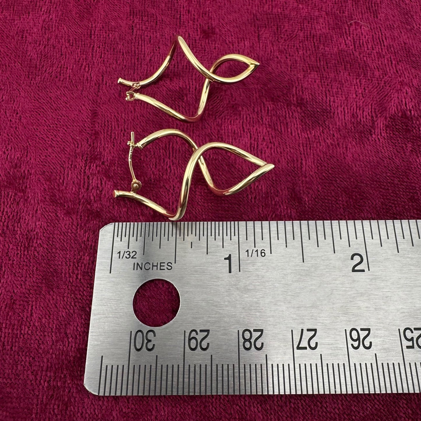 Vintage 14K Yellow Gold Spiral Twist Hoop Earrings 1.7g 1.27" 19mm