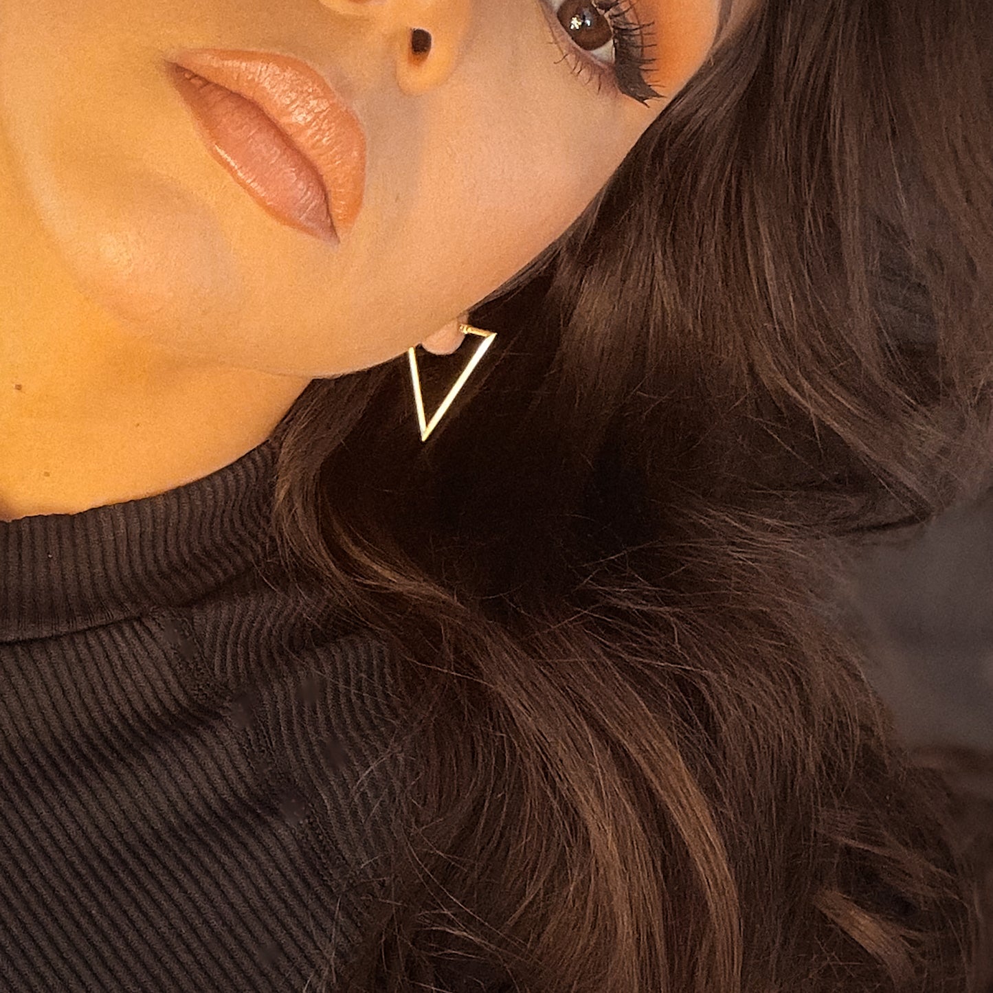 14K Yellow Gold Triangle Hoop Earrings