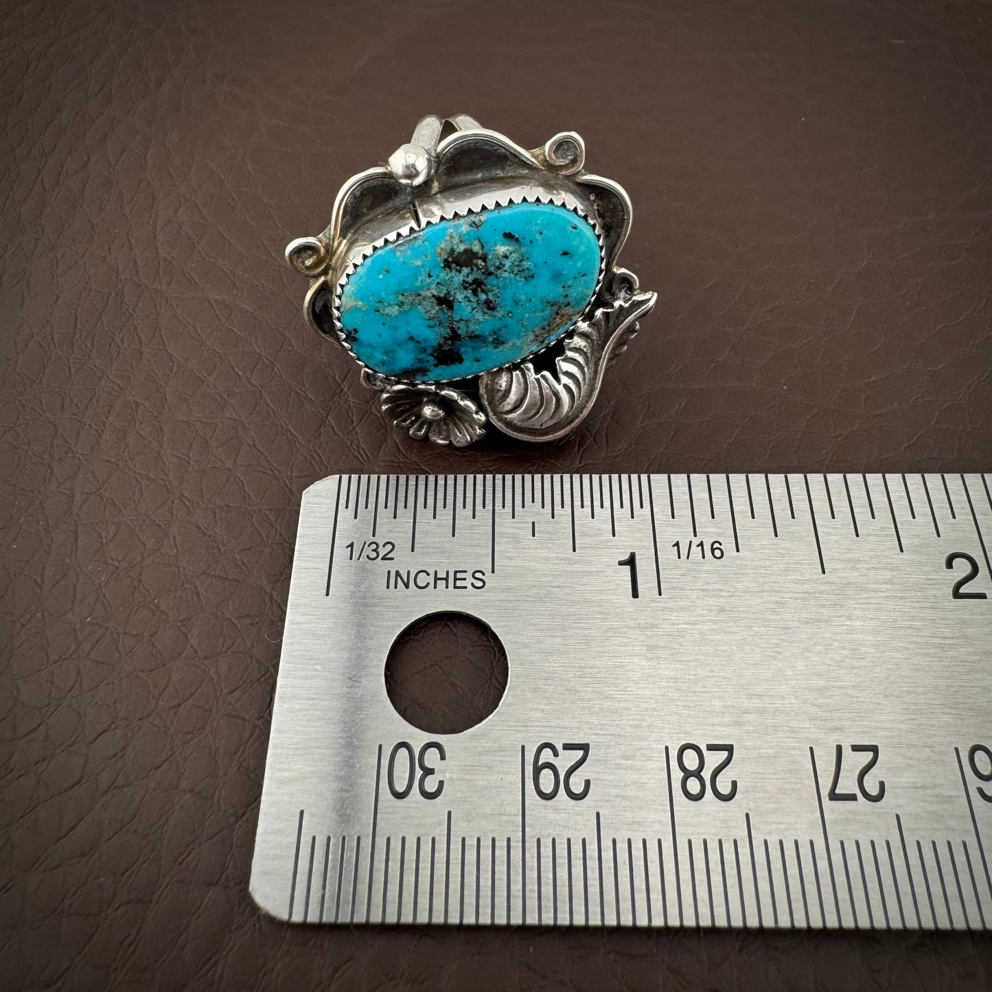 Vintage Southwestern Blue Turquoise Handmade Sterling Silver Ring