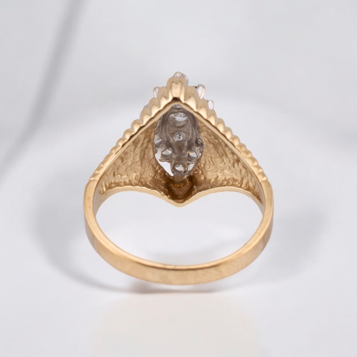 Circa 1980s Vintage 14 Karat Yellow Gold Round Brilliant Cut Diamond Ring 0.46 ctw. Size 6.25