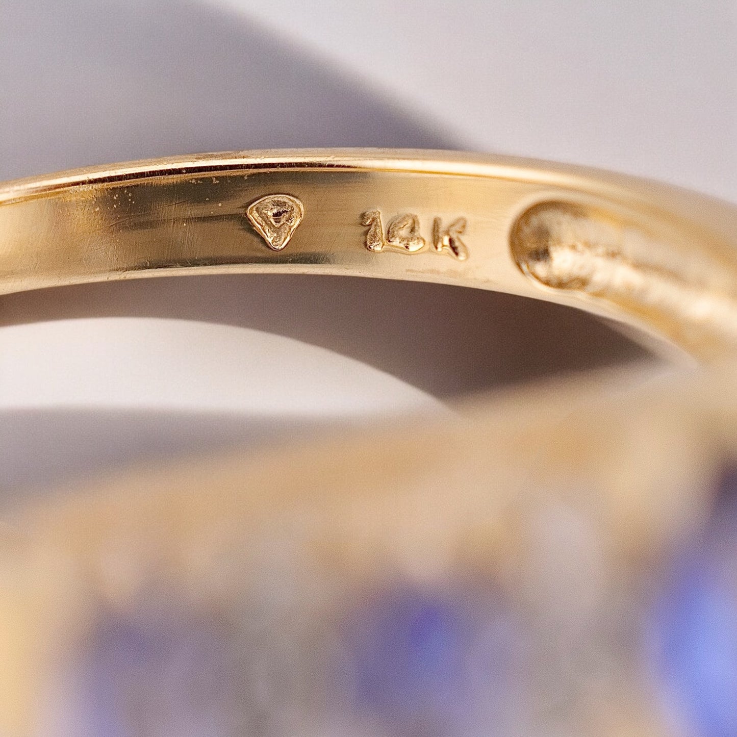 Petite Vintage 14 Karat Yellow Gold 0.50ctw. Marquise Shape Tanzanite & Diamond Ring Size 7.25