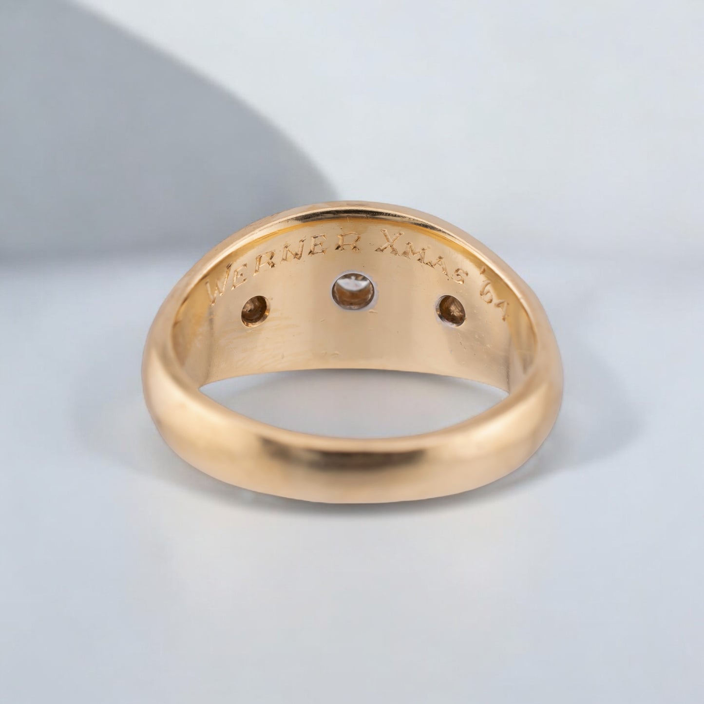 Unisex Retro Wide Band 1960s Vintage 14K Yellow Gold 0.20ctw. Diamond Ring Size 7.75