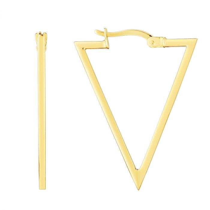 14K Yellow Gold Triangle Hoop Earrings