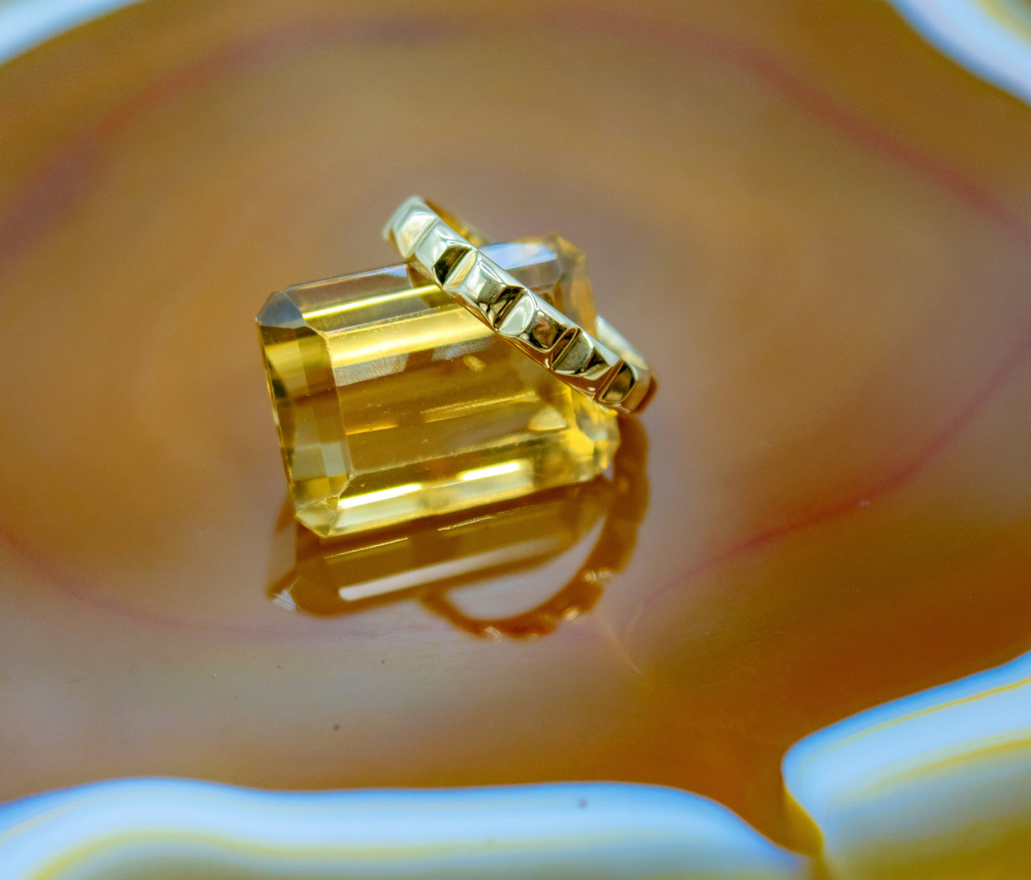 14K Gold Single Row Pyramid Ring