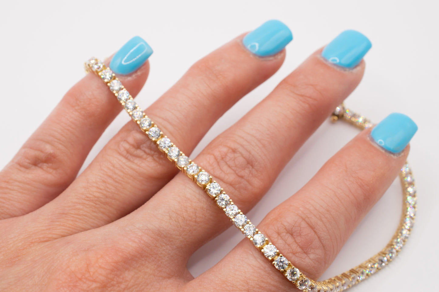 Vintage 14K Yellow Gold Diamond Simulant Tennis Bracelet
