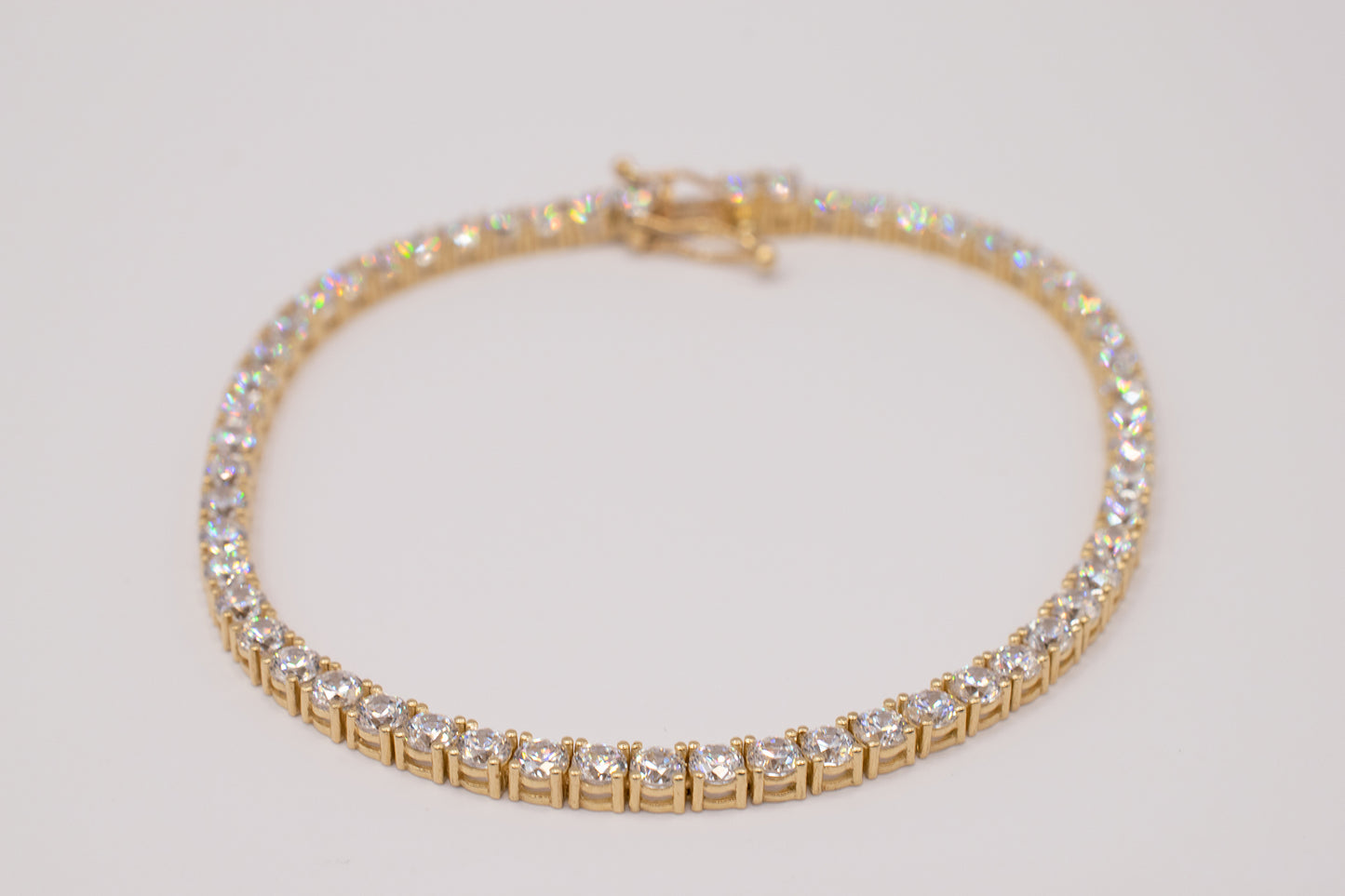 Vintage 14K Yellow Gold Diamond Simulant Tennis Bracelet