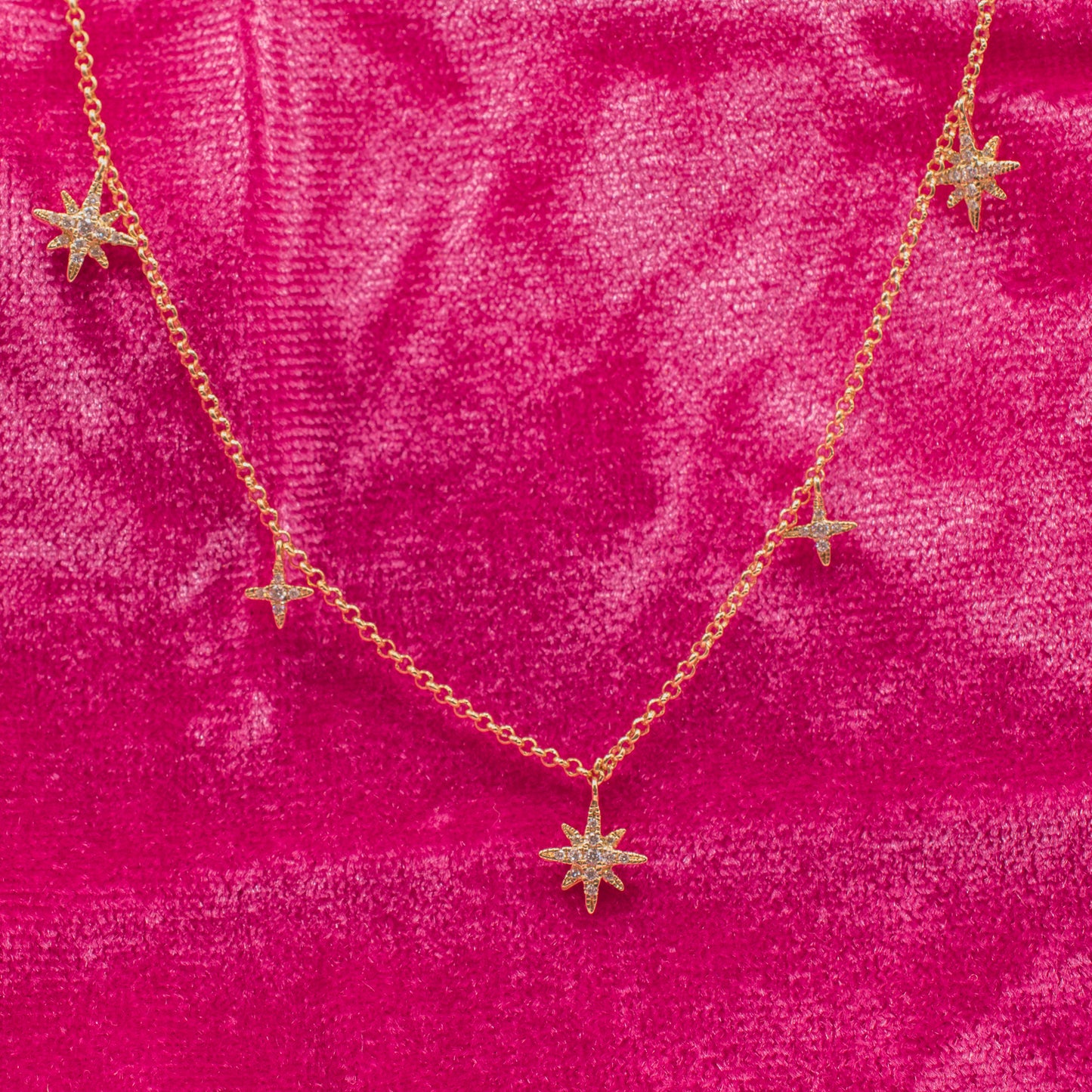 14k Diamond Starburst Station Necklace