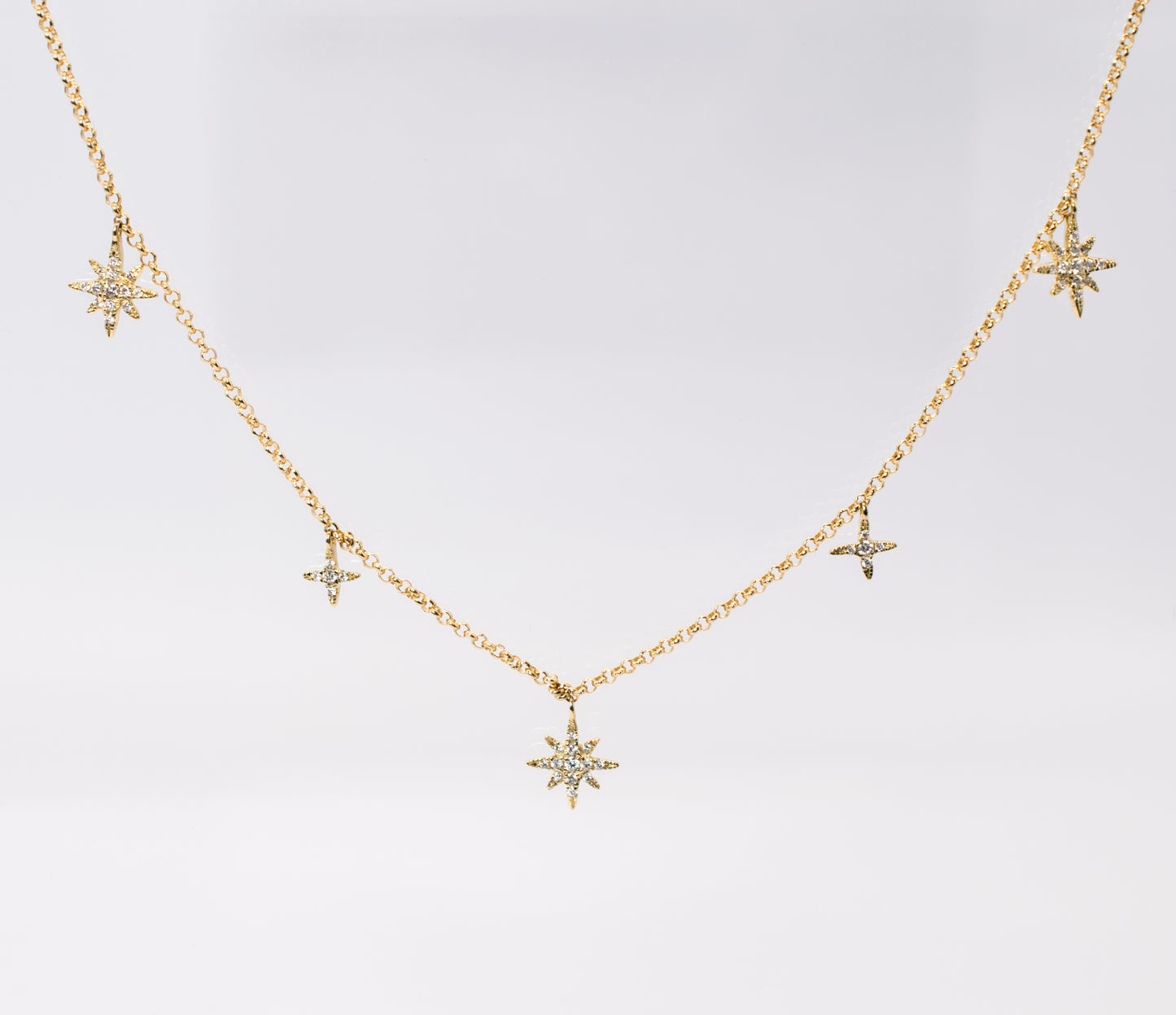 14k Diamond Starburst Station Necklace
