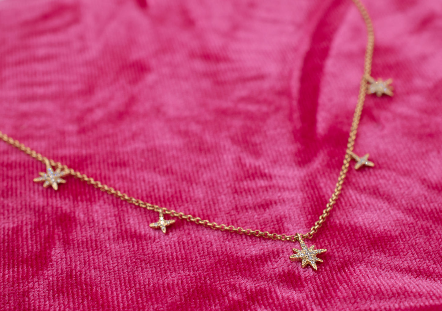 14k Diamond Starburst Station Necklace