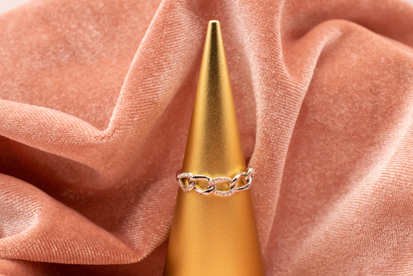14K White Gold Chain Diamond Ring