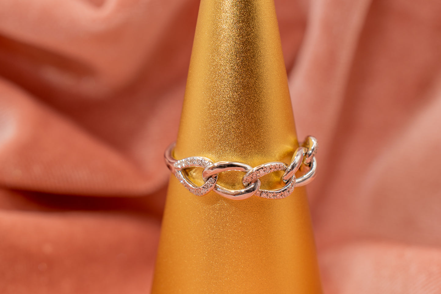 14K White Gold Chain Diamond Ring
