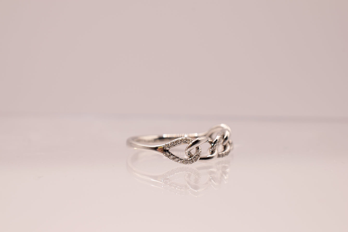 14K White Gold Chain Diamond Ring