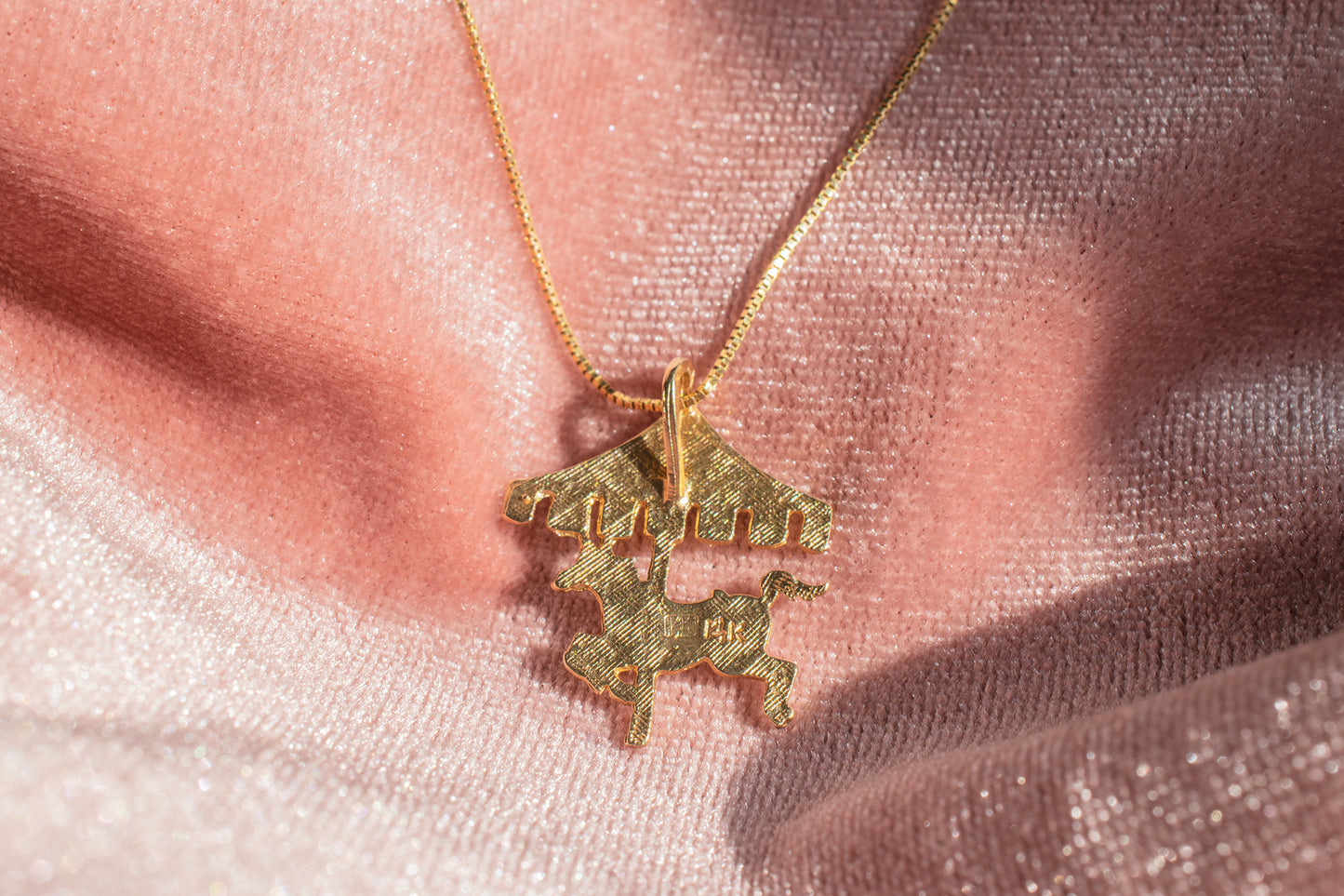 Vintage 14k Yellow Gold Carousel Horse Necklace