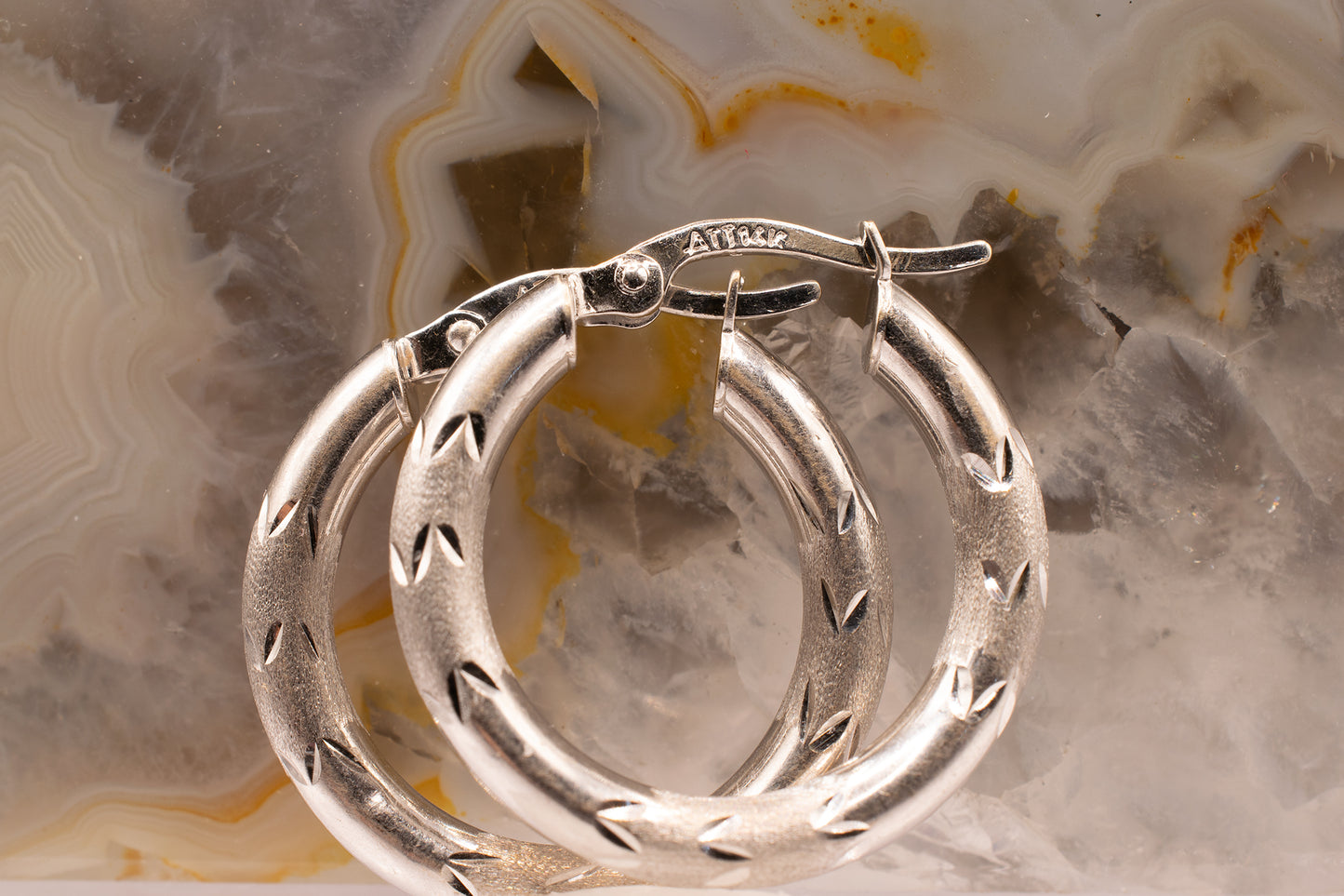 Vintage 14k White Gold Hoop Earrings