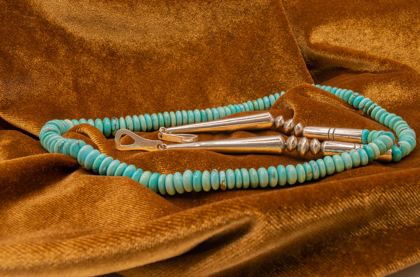 Vintage Sterling Silver Turquoise Beaded Necklace