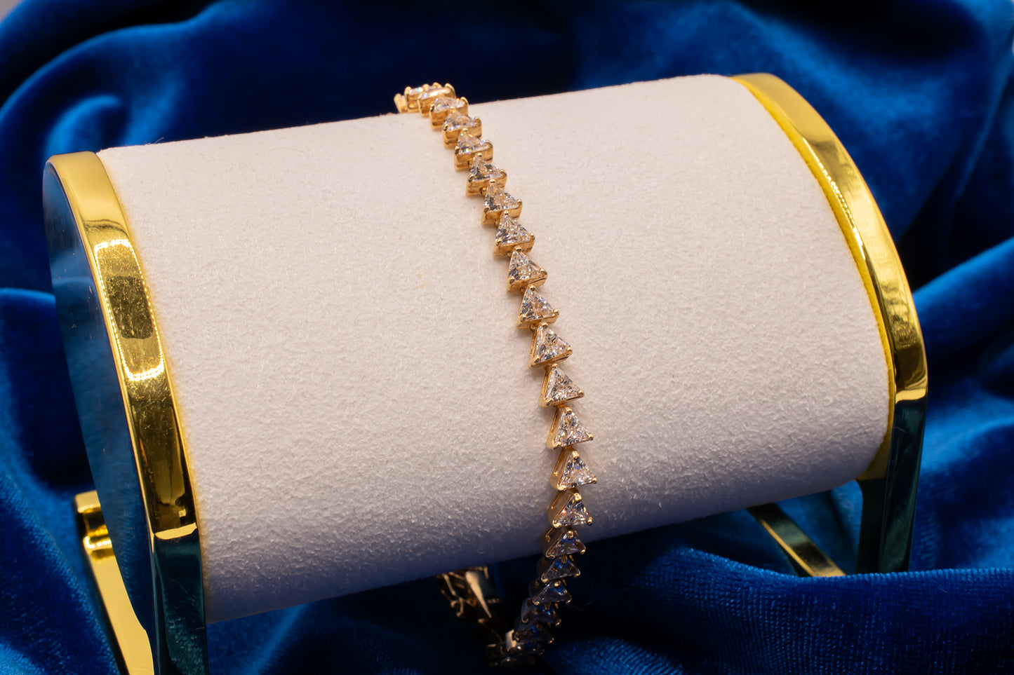 Vintage 10k Trillion Cut CZ Tennis Bracelet