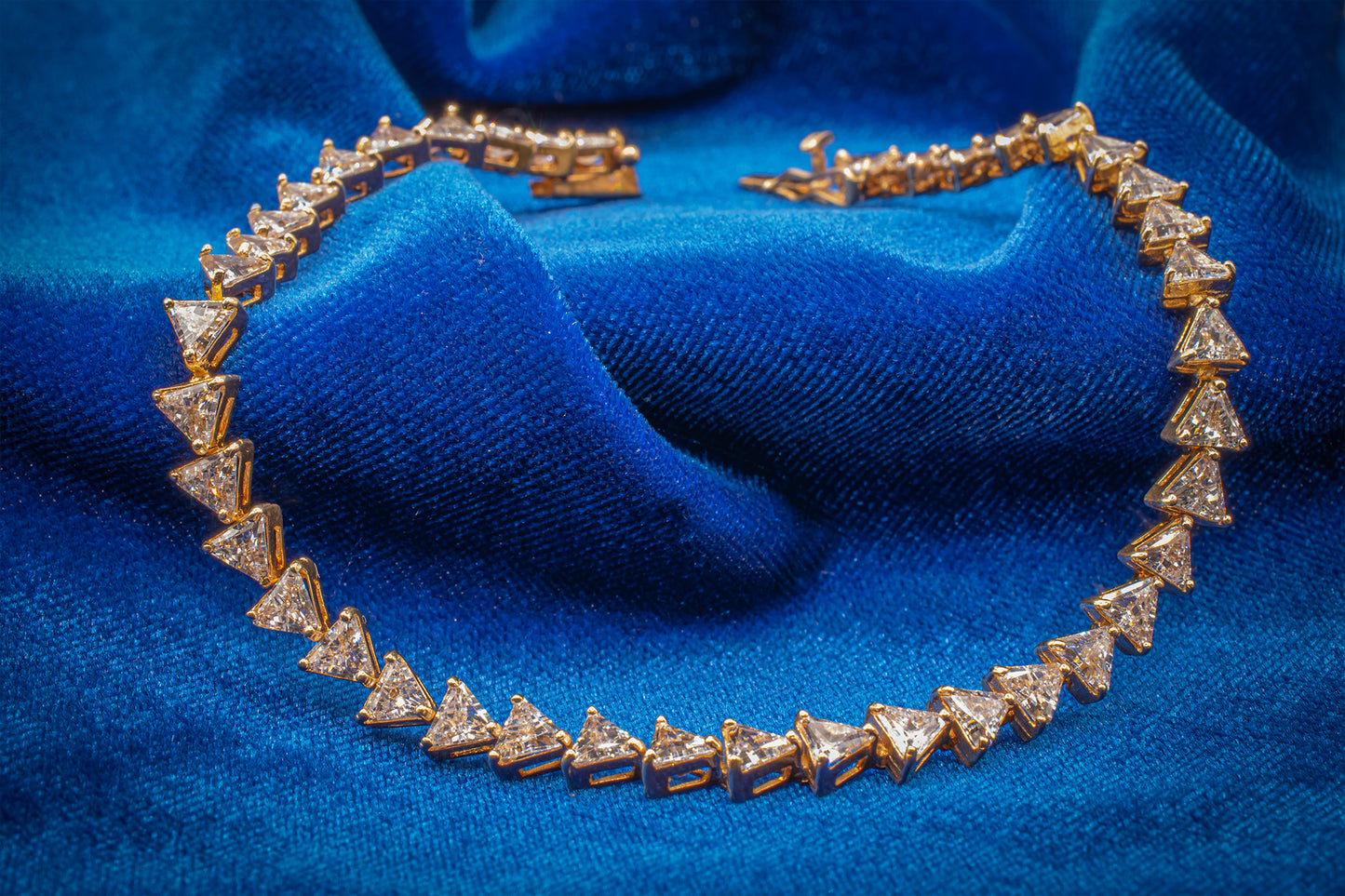 Vintage 10k Trillion Cut CZ Tennis Bracelet