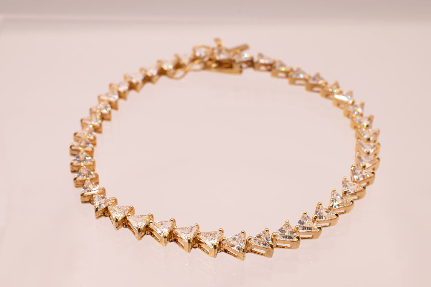 Vintage 10k Trillion Cut CZ Tennis Bracelet