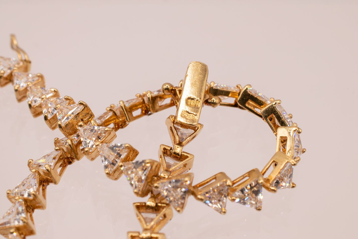Vintage 10k Trillion Cut CZ Tennis Bracelet