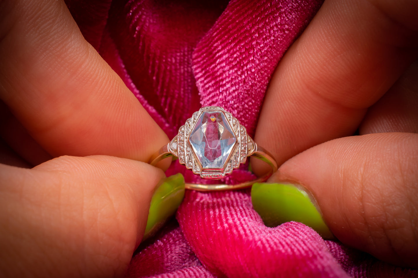 Antique 14k Aquamarine Ring