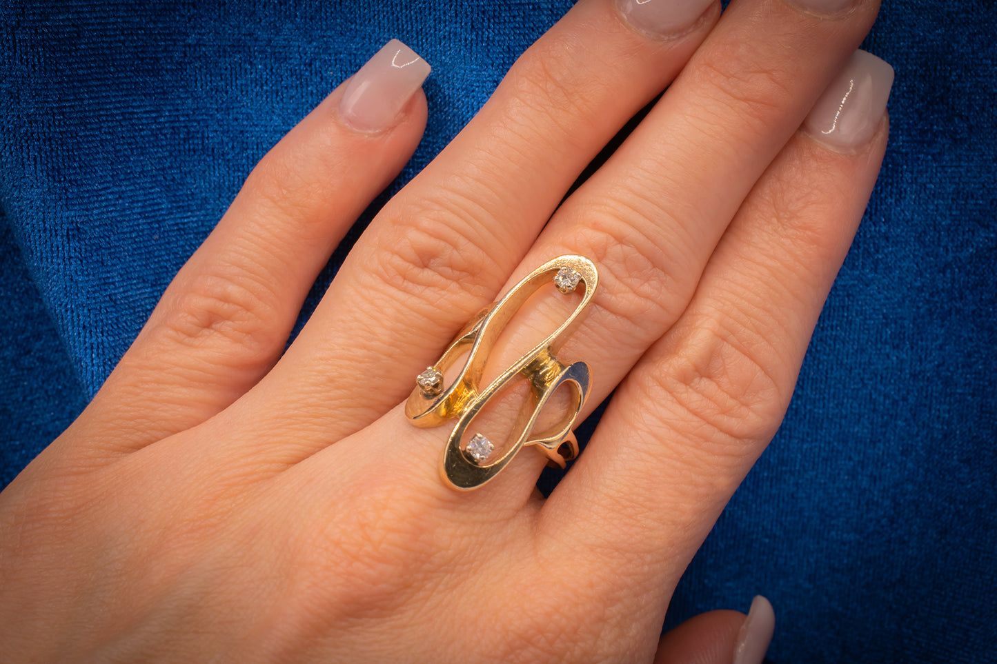 Retro 14k Freeform Diamond Ring
