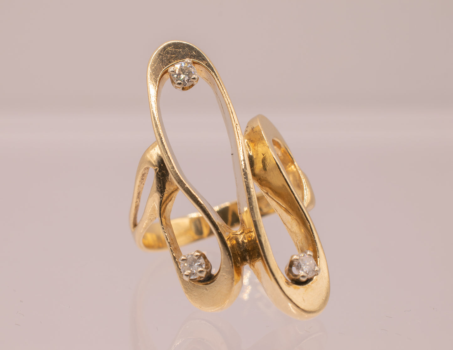 Retro 14k Freeform Diamond Ring